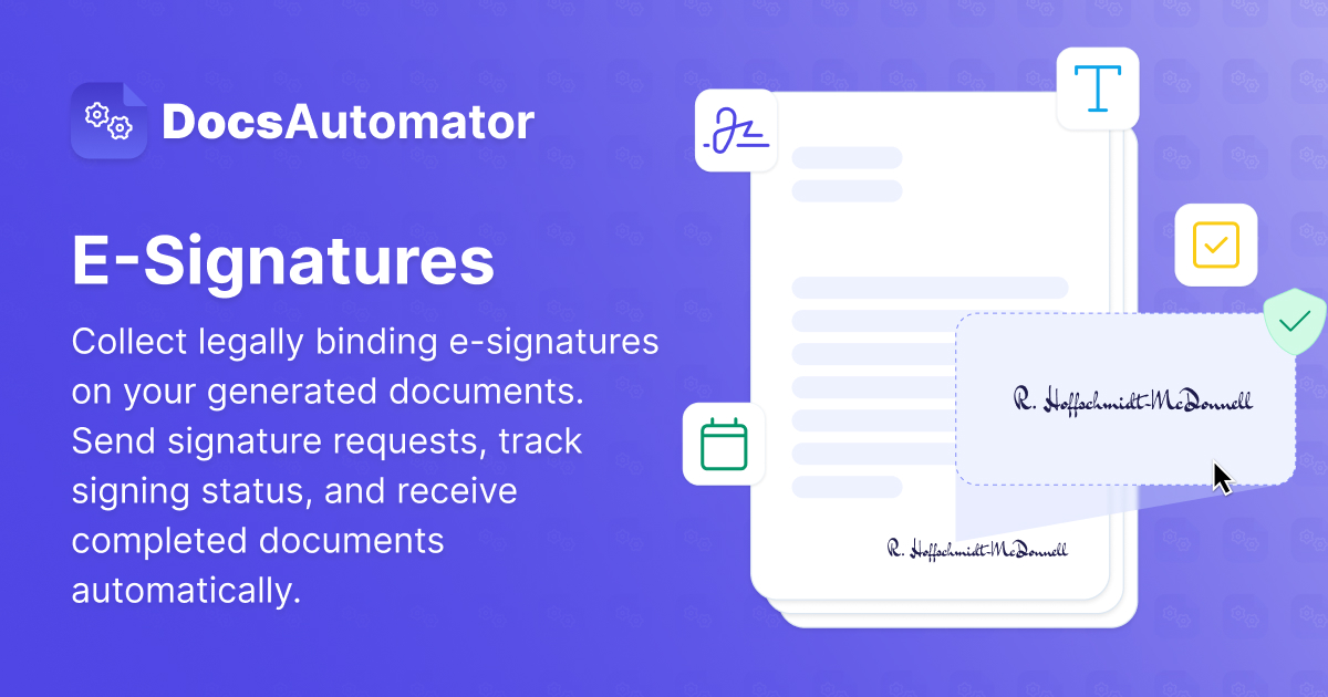 E-Signatures for Automated Documents — Legally Binding | DocsAutomator