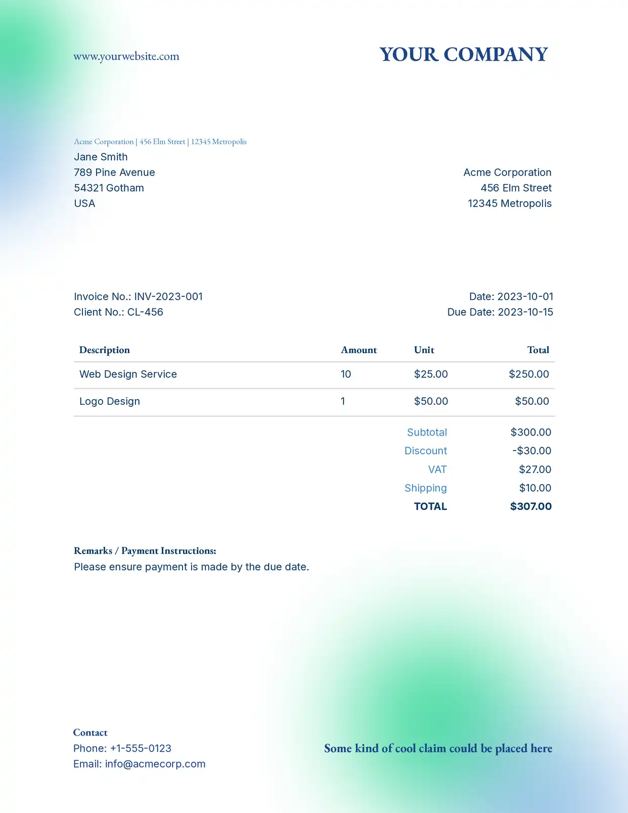 Invoice generated by DocsAutomator
