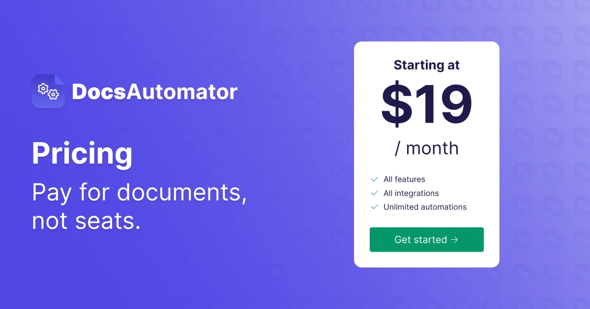 DocsAutomator | Pricing